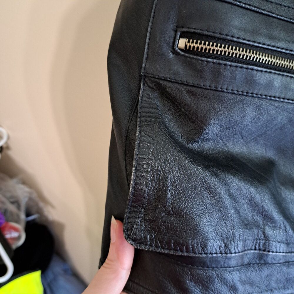 Men's Black Leather Zip Front Vest - Classic Utility Style - Picture 14 of 16